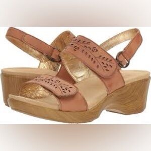 Alegria Romi Open Toe Clog Wedge Sandals Women 38/7 Cognac